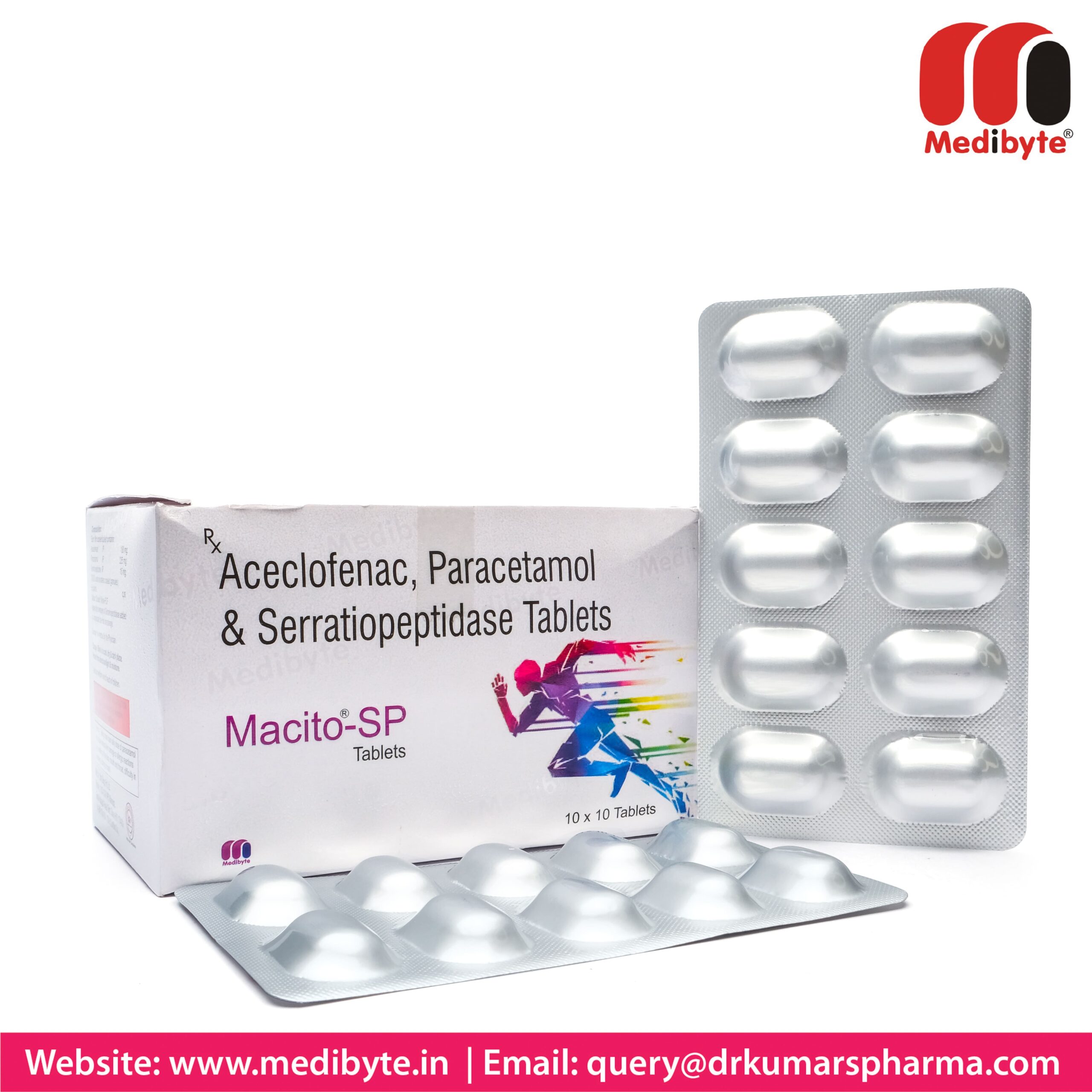 Aceclofenac 100mg +Paracetamol 325 mg + Serratiopeptidase 15 mg Tablets